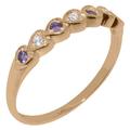 LBG 9ct Rose Gold Real Natural Diamond & Amethyst Womens Eternity Ring - Size R