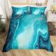 Marble Bedding Set King Size,Teal Blue Marble Duvet Cover Teal Gold Liquid Printed Comforter Cover ,Soft Microfiber Quicksand Bedding Turquoise Quilt Cover Set Decorative 3 Piece