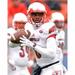 Lamar Jackson Louisville Cardinals Unsigned White Jersey Warming Up vs. NC State Photograph