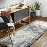 Tagas 2'7" x 7'3" Modern Shag Plush Bohemian Cream/Light Gray/Blue/Medium Gray Runner - Hauteloom