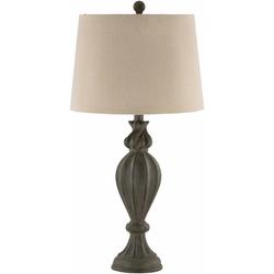 Borongan 28"H x 14"W x 14"D Traditional End Table Black/White/Natural/Brass/Translucent Table Lamp - Hauteloom