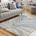 Lottery 6'7" x 9' Modern Shag Plush Bohemian Cream/Light Gray/Blue/Light Beige/Peach Area Rug - Hauteloom