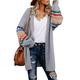 Happy Sailed Womens Kimono Open Front Cardigan Jumpers Jacket Sweater Coat Plus Size Grey