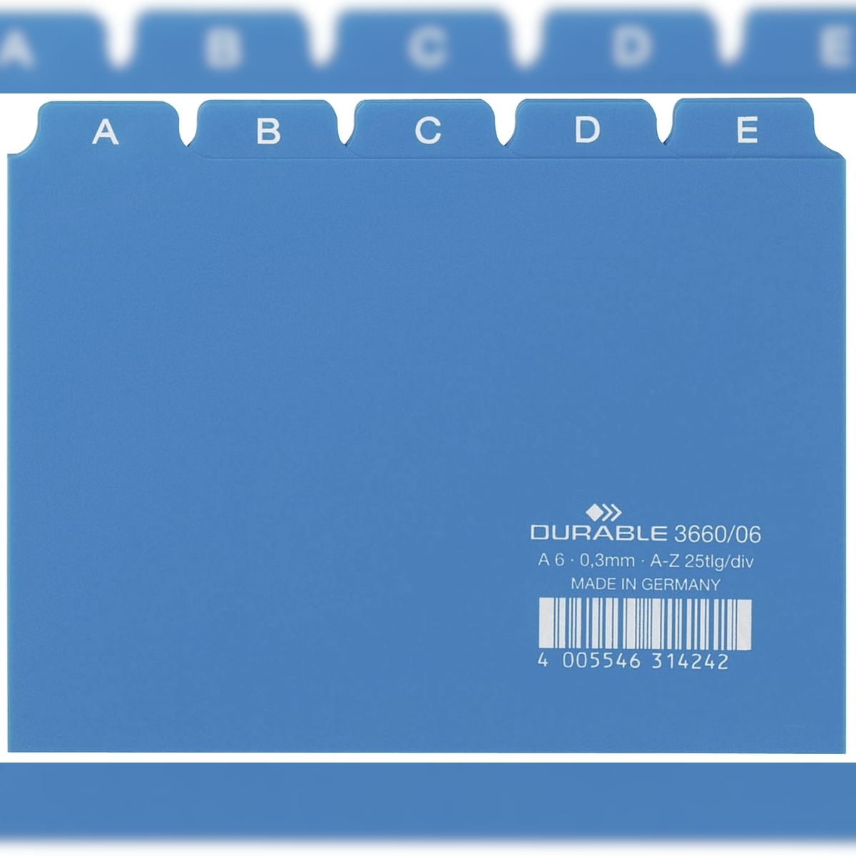 Durable 3660 06 Leitregister A-Z DIN A6 quer blau(T) Image