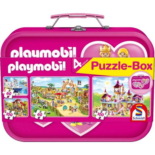 Puzzlekoffer pink PLAYMOBIL®, 2 x 60 + 2 x 100 Teile