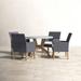 Birch Lane™ Akiva Round 52" Long Teak Outdoor Dining Set w/ Cushions Wood/Stone/Concrete in Brown/Gray/White | Wayfair