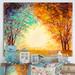 East Urban Home Autumn Colored Forest Treescape IX - Painting Print on Canvas Canvas, Wood in Green/Orange/Yellow | 12 H x 20 W x 1 D in | Wayfair