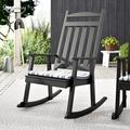 Gracie Oaks Aaliayh Classic Porch Outdoor Rocking Chair, Steel in Black | 38 H x 28 W x 32 D in | Wayfair 690C4D185CBA46E89C9ADCA719EF1EDC