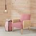 Accent Chair - Lark Manor™ Mayenne Upholstered Accent Chair w/ Rattan Arms Wood/Rattan/Wicker in Pink | 31.7 H x 24.8 W x 29.5 D in | Wayfair