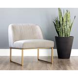 Side Chair - Willa Arlo™ Interiors Adelhard 24.75" Wide Tufted Polyester Side Chair Polyester in White/Yellow | Wayfair