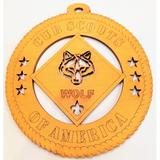 The Holiday Aisle® Wooden Cub Scouts of America Hanging Figurine Ornament Wood in Brown/Yellow | 5 H x 5 W x 1 D in | Wayfair