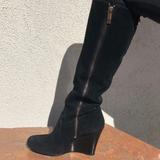 Tory Burch Shoes | 4” Black Suede Wedge Boots | Color: Black | Size: 8