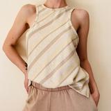 Free People Tops | Free People Sidelines Stripe Print Tank Top | Color: Cream/Tan | Size: L