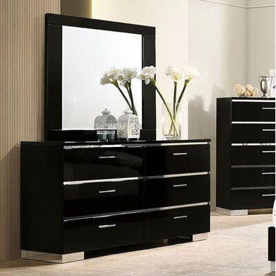 6 Drawer Double Dresser Wood, Wayfair Black Dresser With Mirror