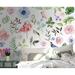GK Wall Design Flamingo Rose & Leaf Wall Mural Vinyl in Green/White | 55" W x 35" L | Wayfair GKWP000231W55H35_V