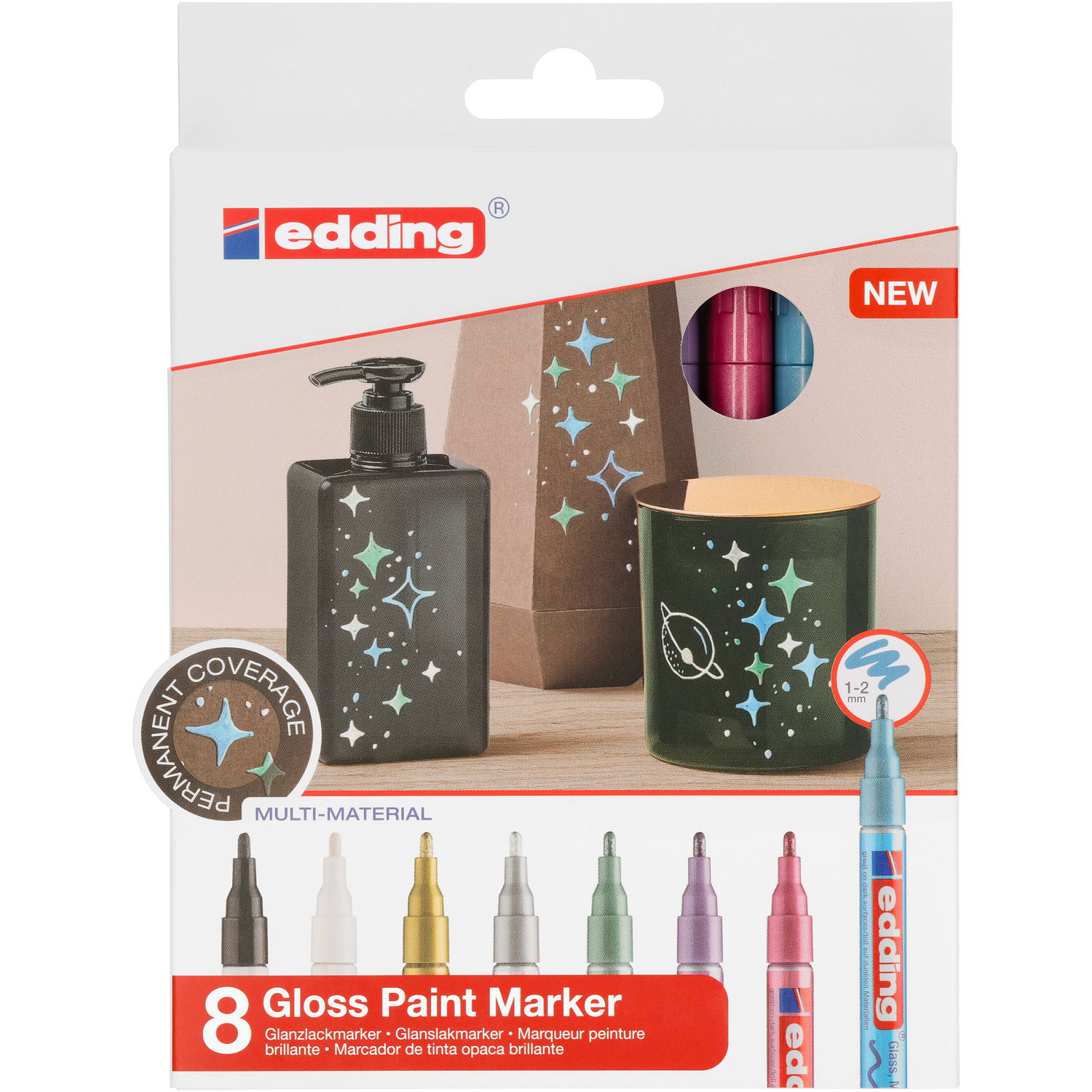 edding Set de marqueurs "brillant & métallique", 8 marqueurs