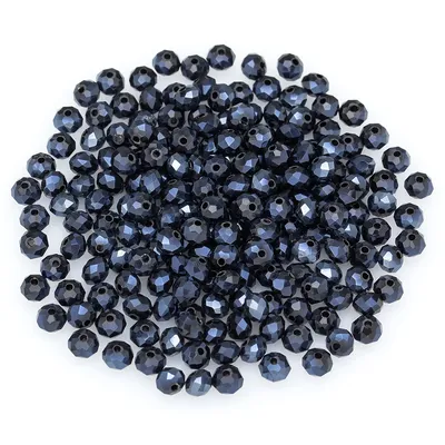 Perles en verre à facettes, bleu, 6 mm, 200 pièces