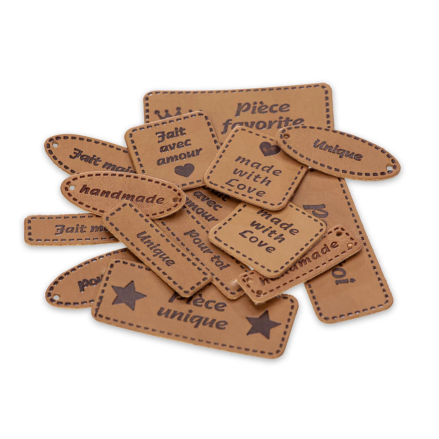 buttinette Étiquettes "pièce unique", aspect cuir, 15 pièces