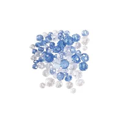 Perles en verre à facettes, bleu clair, 80 pièces