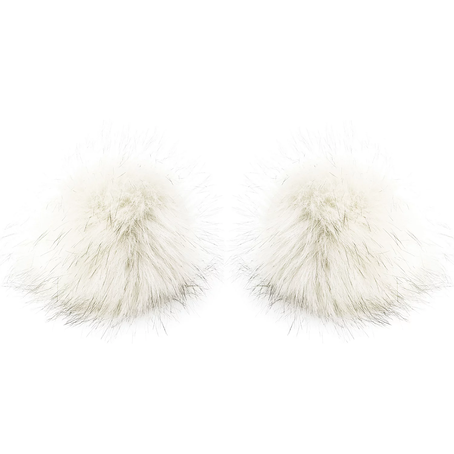 buttinette Pompons en imitation fourrure, blanc, 12 cm Ø