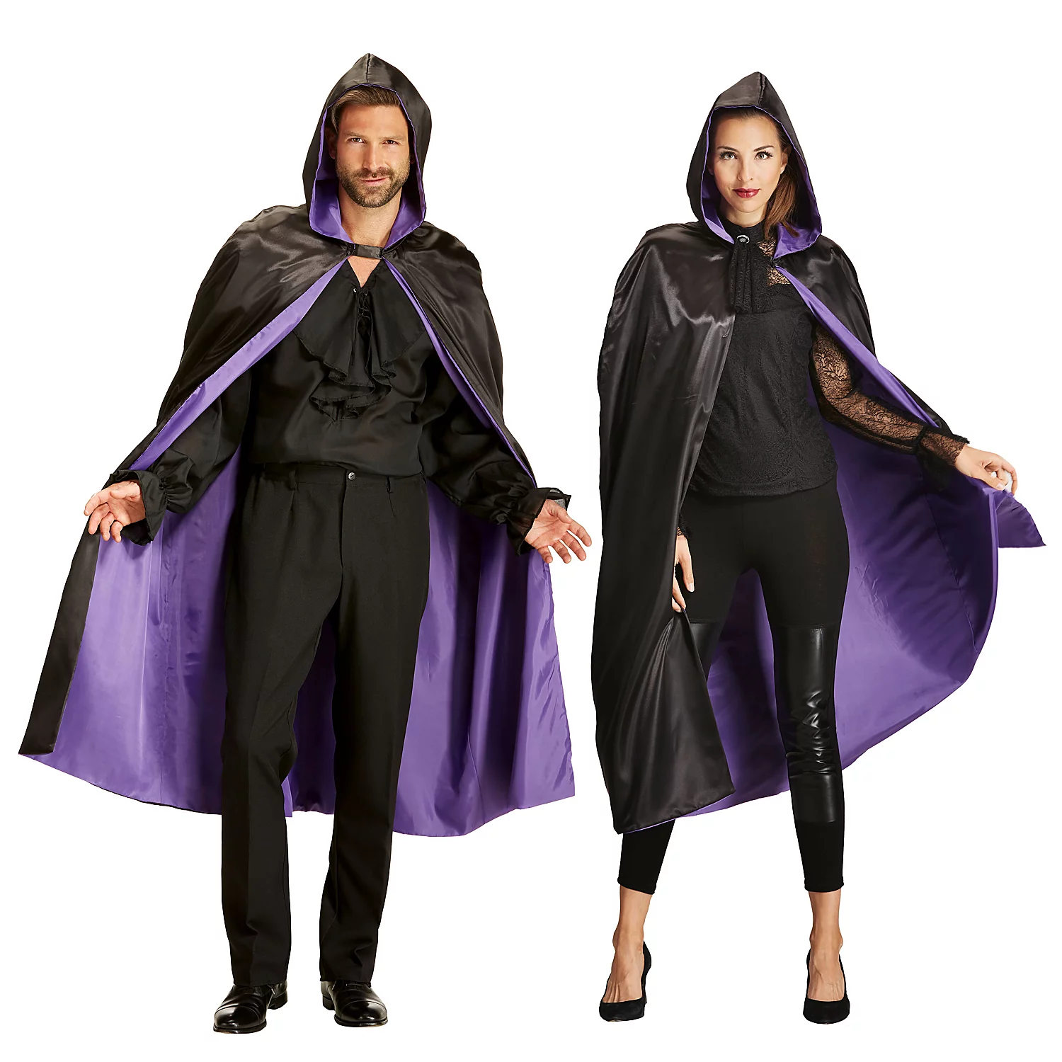 Cape double-face, unisexe, noir/violet