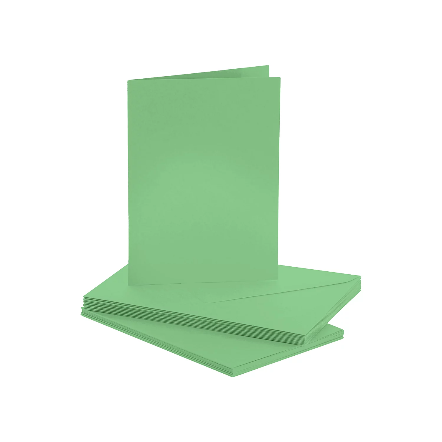 Cartes doubles et enveloppes, vert clair, A6/C6, 10 pièces