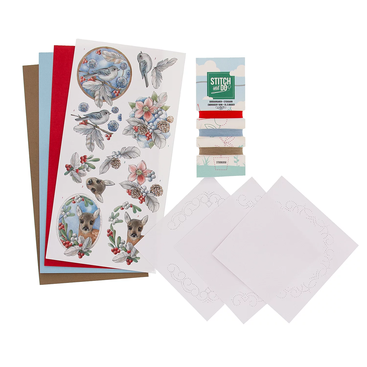 Kit créatif pour cartes à broder ""hiver