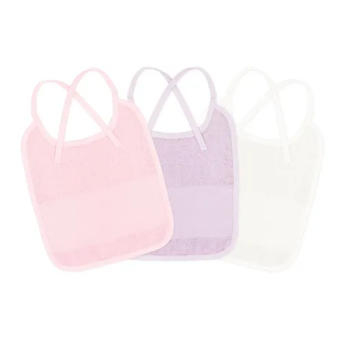 buttinette Bavoirs à broder, rose/lilas/écru naturel, lot de 3