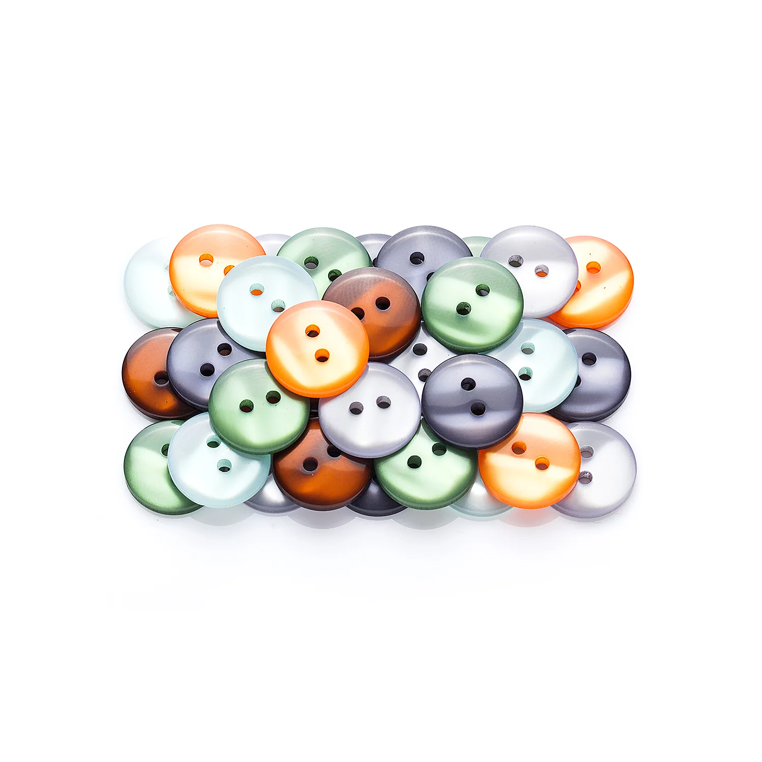 buttinette Boutons tendance, vert/gris/marron/orange, 15 mm Ø, 40 pièces