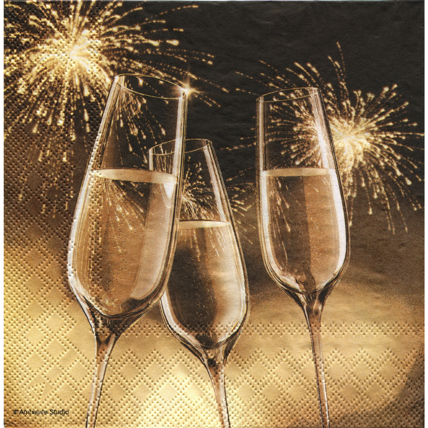 Serviettes en papier "coupes de champagne", 33 x 33 cm, 20 serviettes