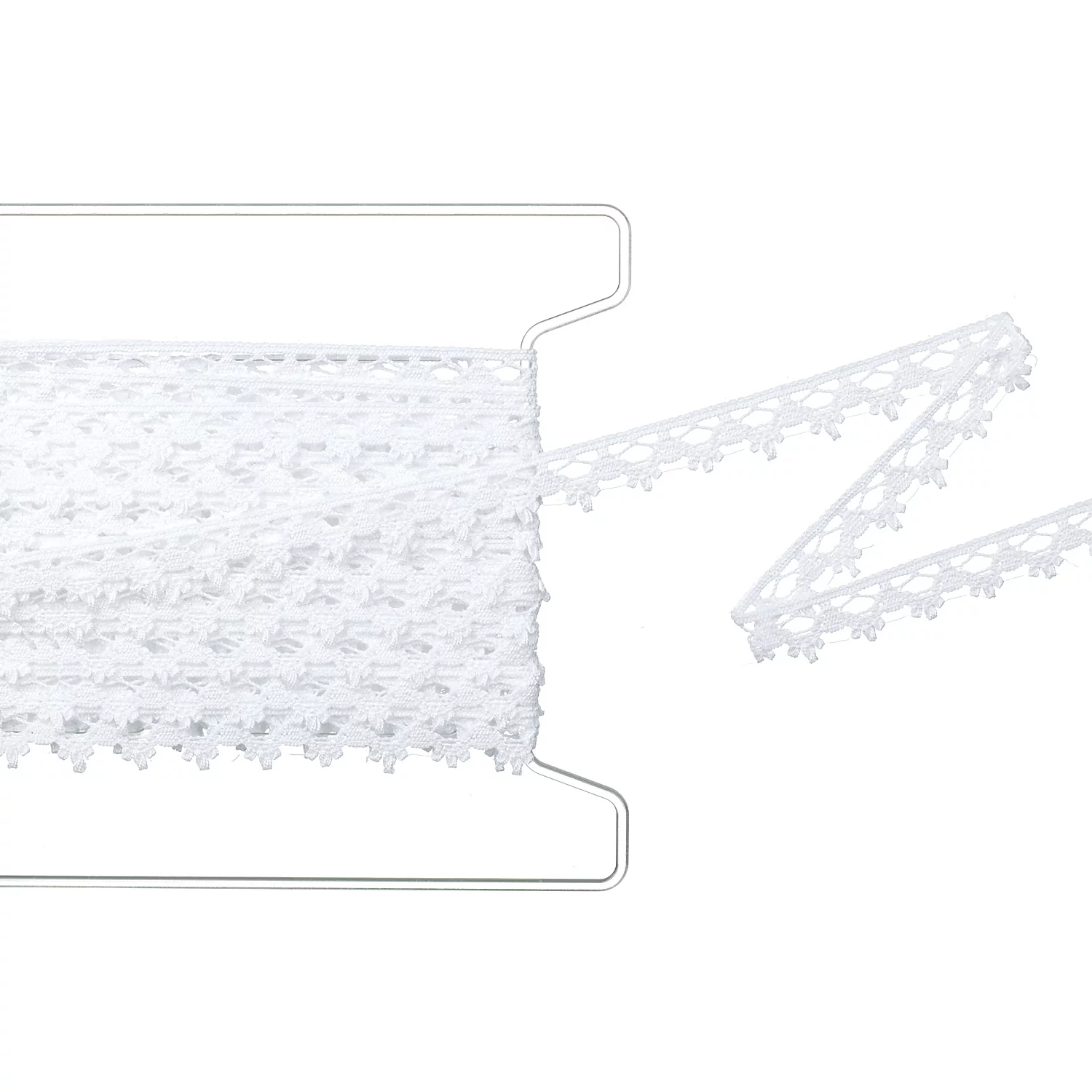 Galon de dentelle aux fuseaux, blanc, largeur 1,3 cm, longueur 5 m