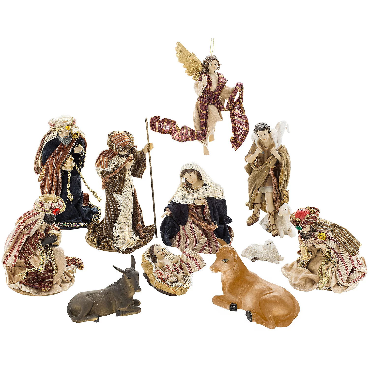 Santons avec habits en tissu, 2,5 - 13 cm