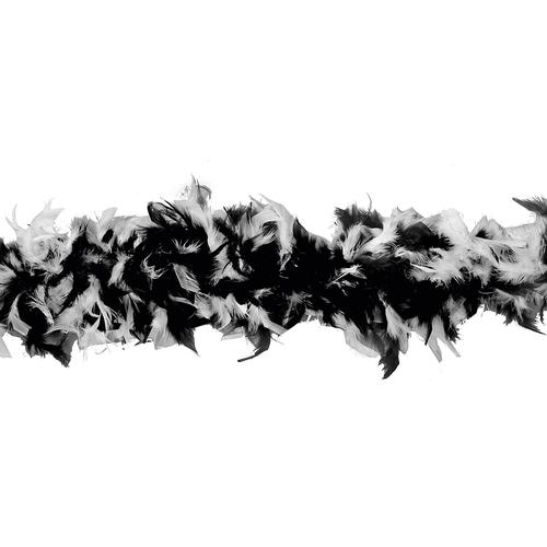 Boa de plumes ""duo"", blanc/noir, 90g, 1,80 m
