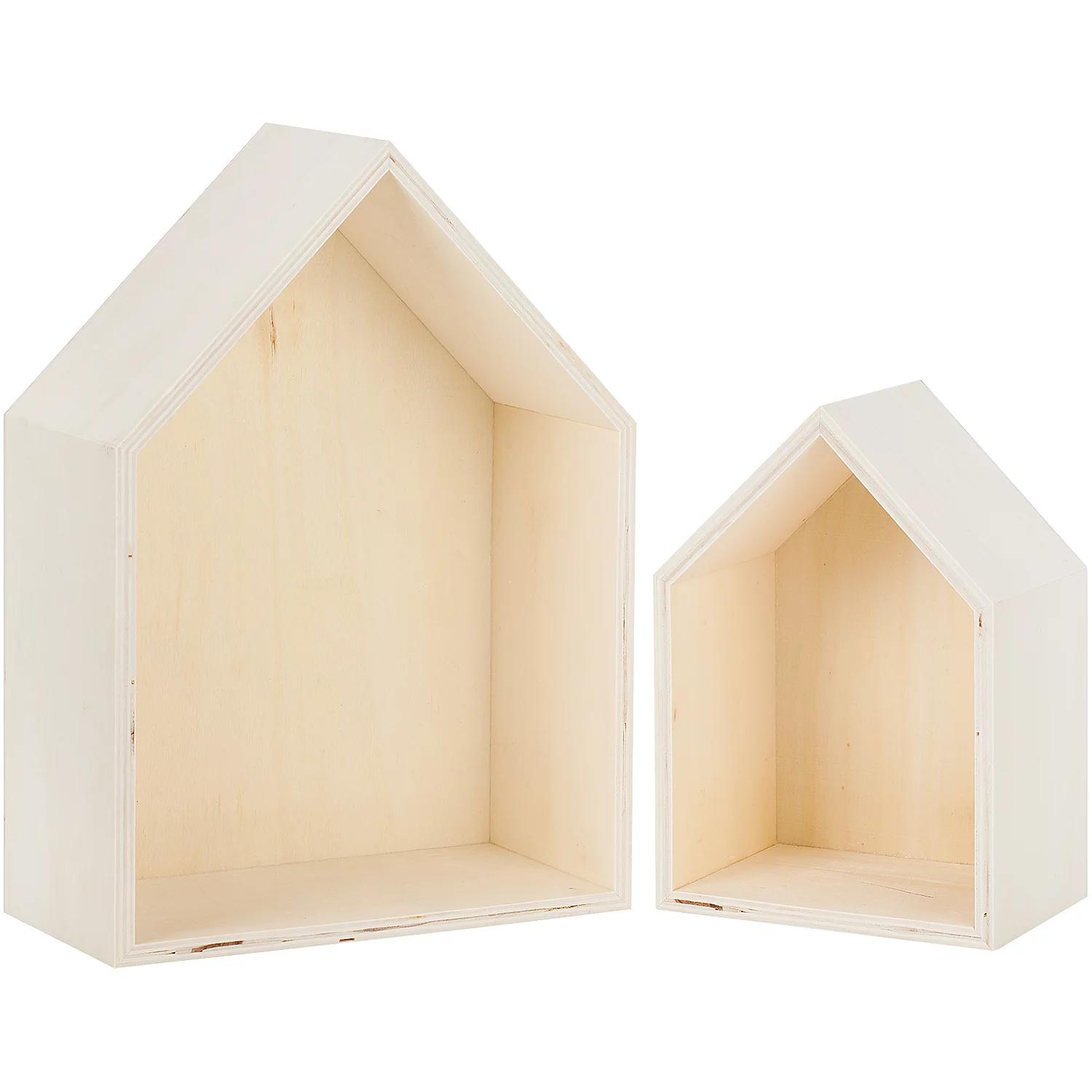 Etagères murales "maisons" en bois, 2 pièces