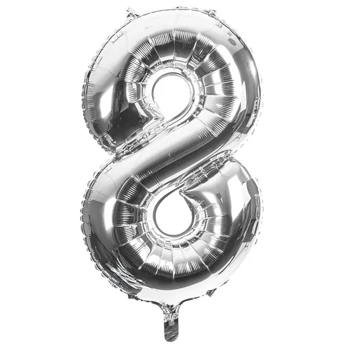 Ballon hélium chiffre ""8"", argent, 86 cm
