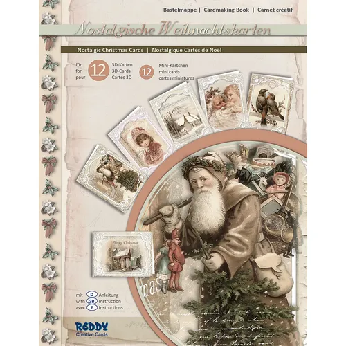 3D-Bastelmappe Nostalgische Weihnachtskarten, für 12 Karten