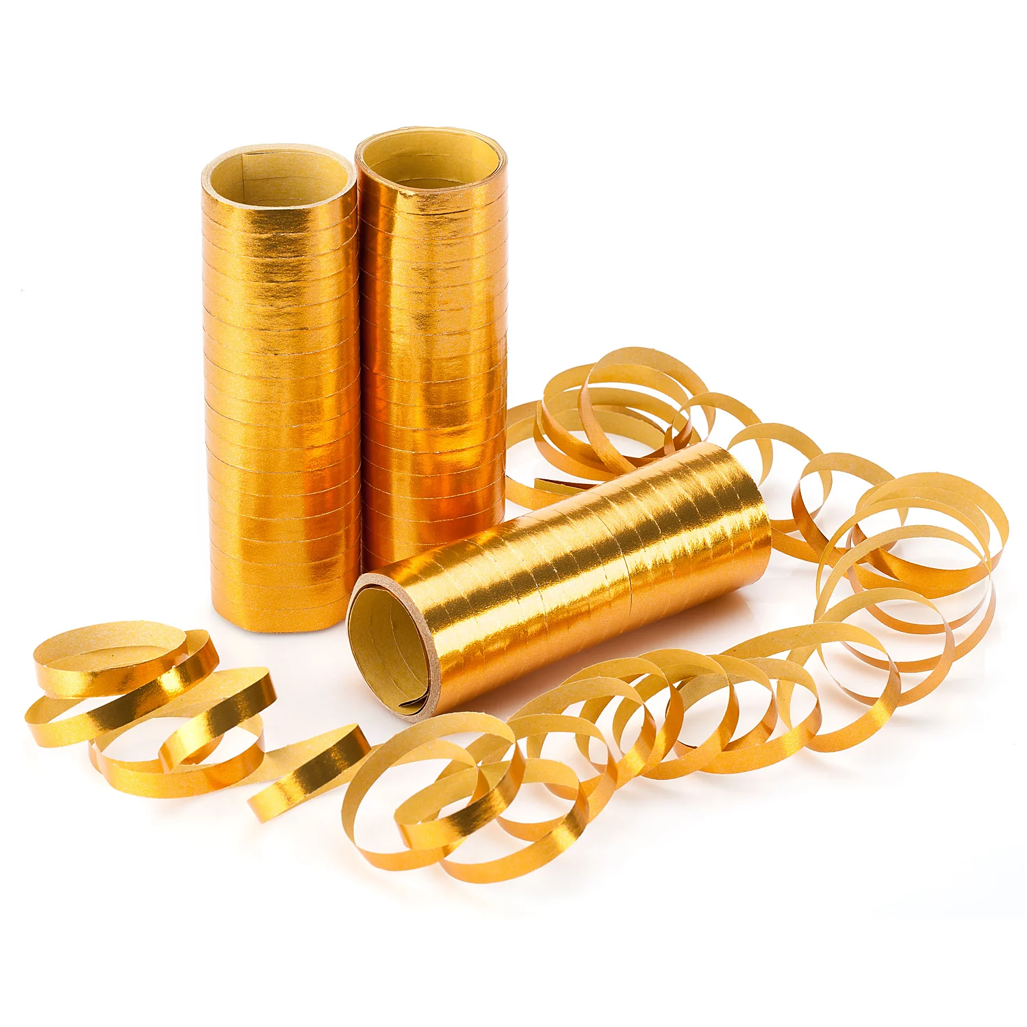 Luftschlangen Metallic, gold, 3 Stück Image