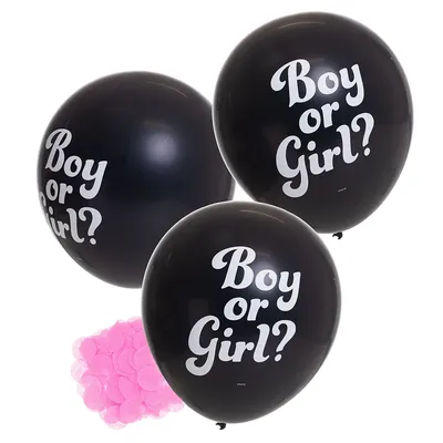Konfetti-Ballon Boy or Girl, rosa, 41 cm Ø, 3 Stück