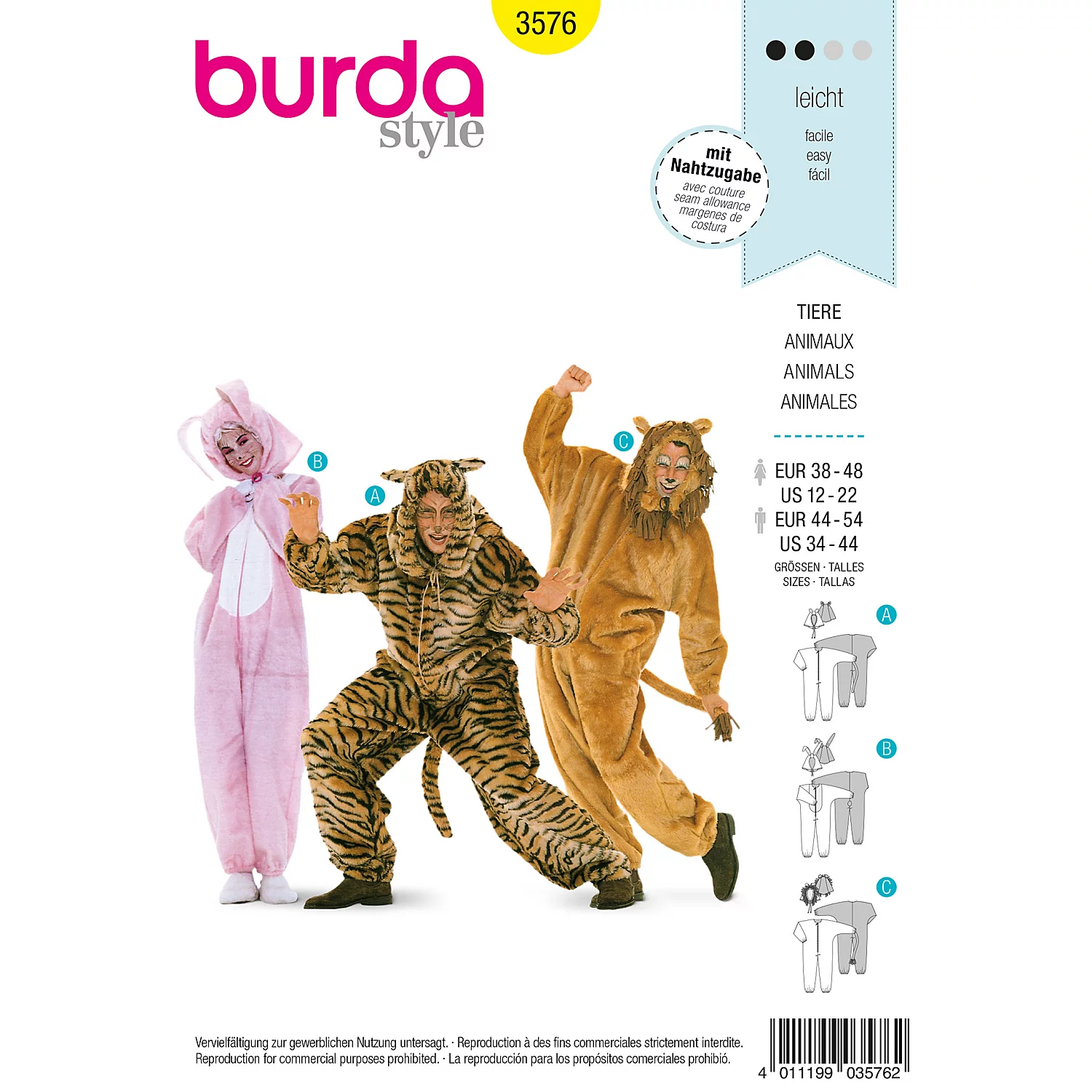 burda Schnitt 3576 Tier-Overall Image