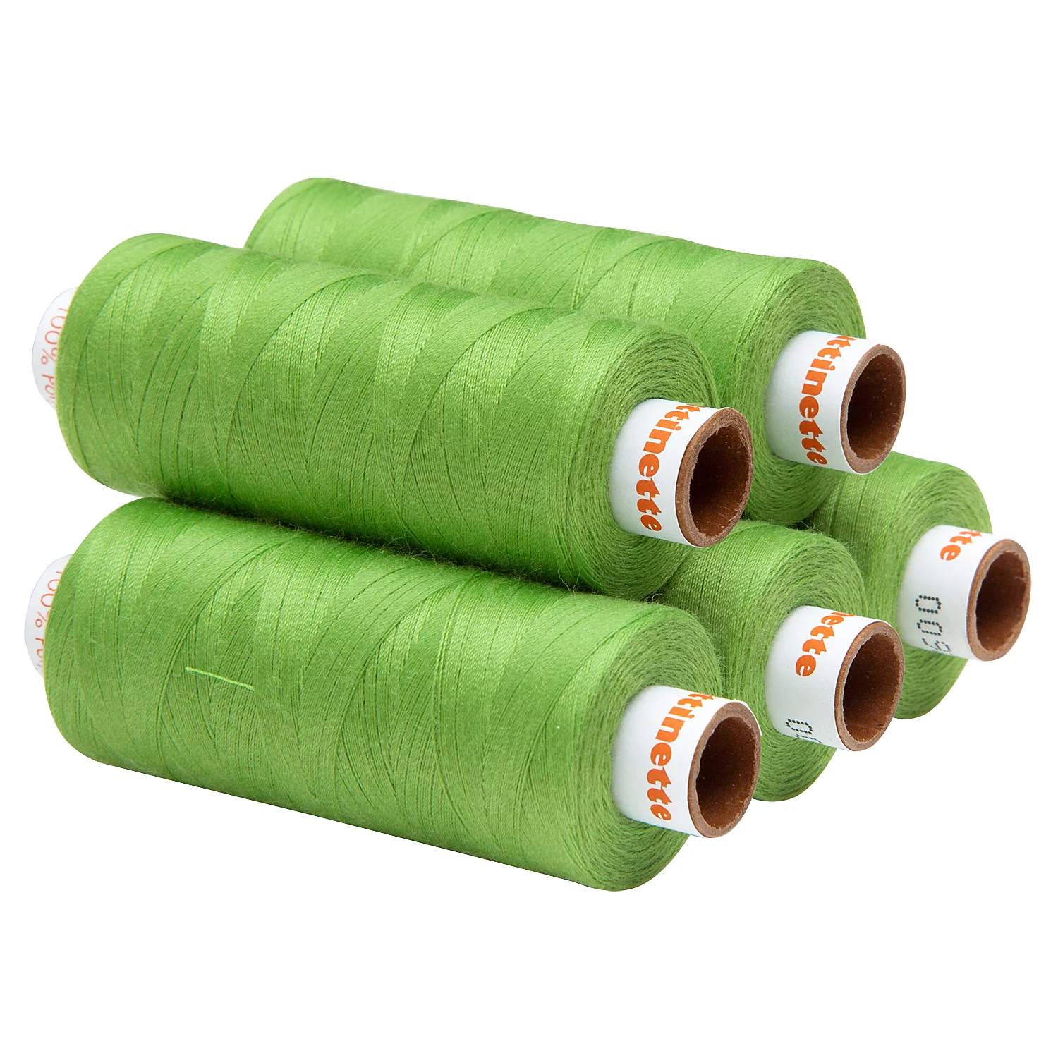 buttinette Fil à coudre universel, grosseur : 100, lot de 5 bobines, vert printemps