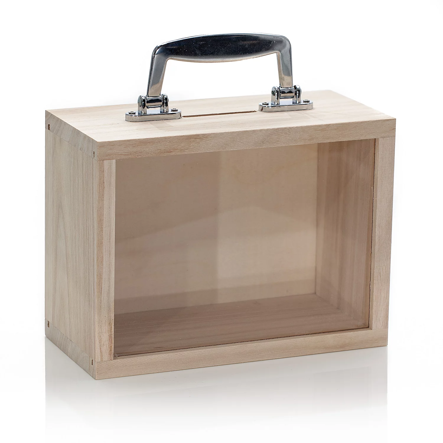 Koffer aus Holz, mit Sichtfenster, 20 x 10 x 15 cm Image