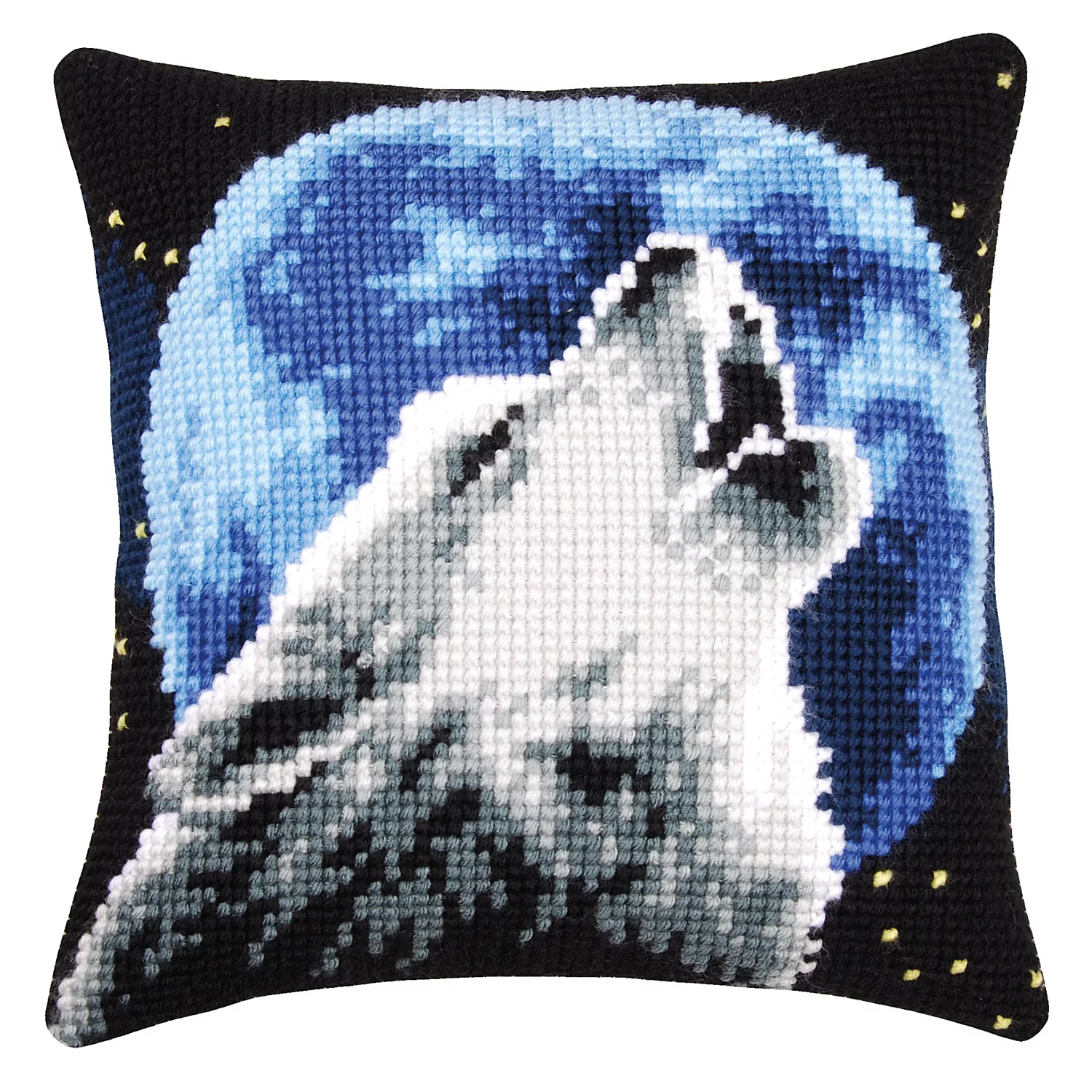 Kreuzstichkissen Wolf