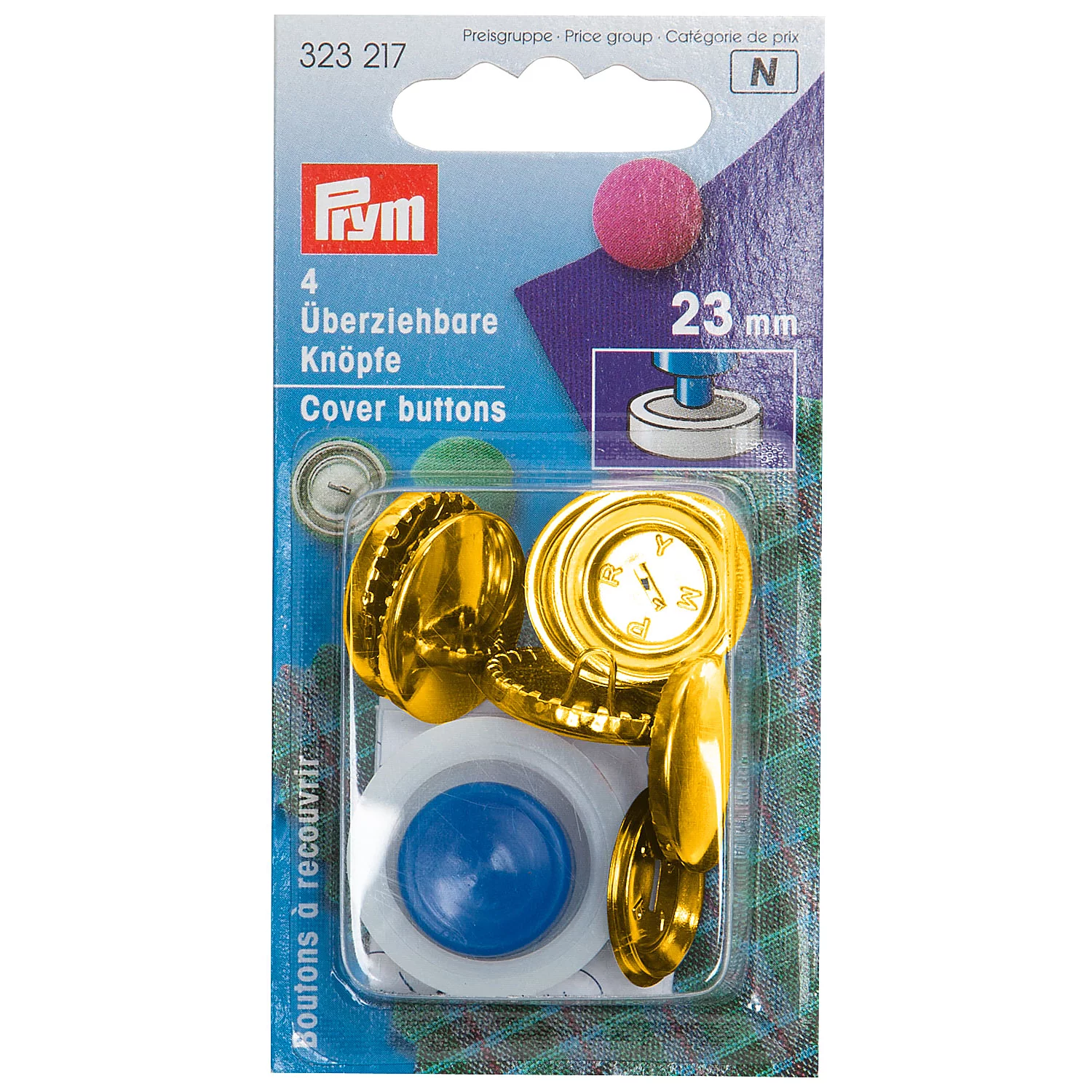 Prym Überziehbare Knöpfe, Größe: 23 mm Ø, Inhalt: 4 Stück