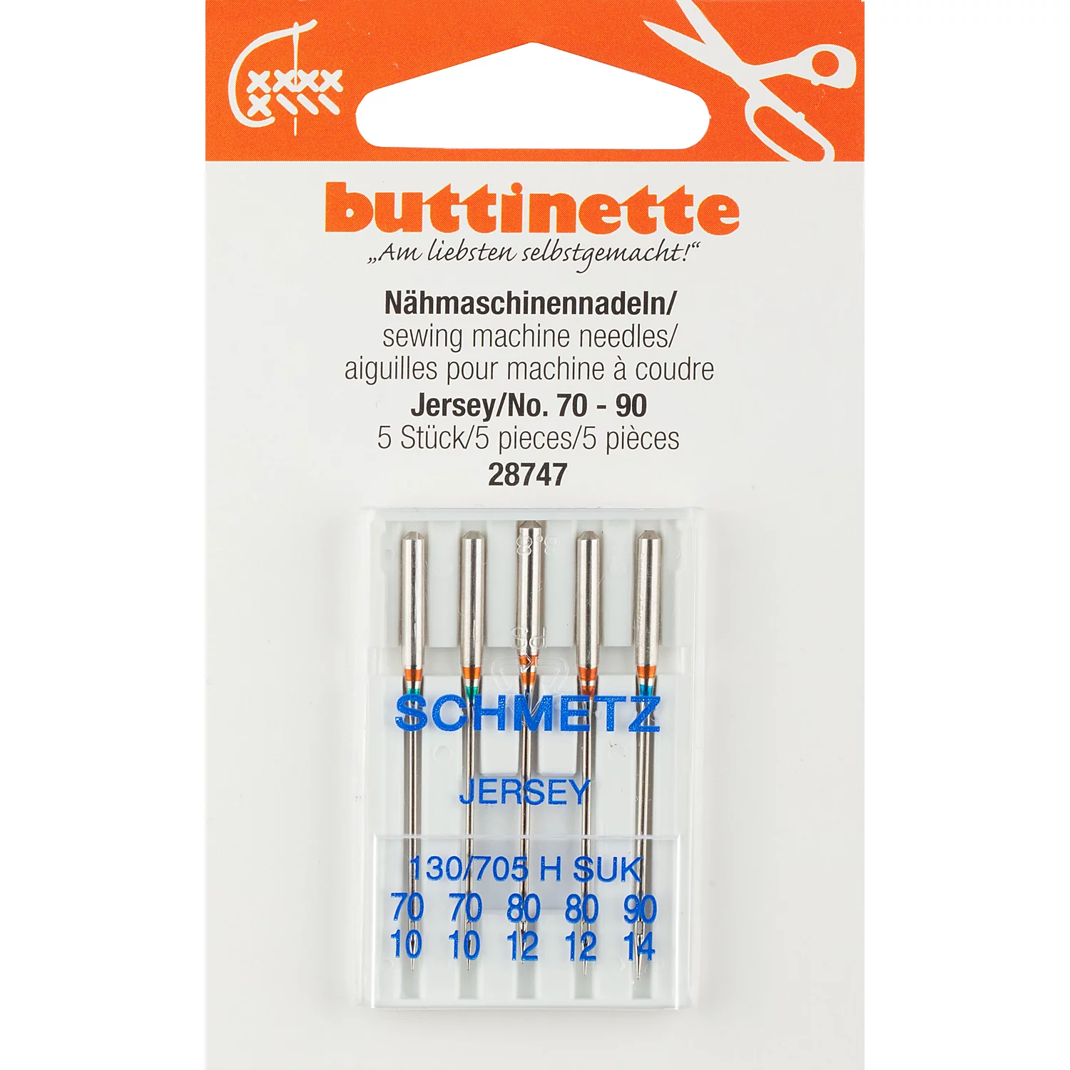 buttinette Nähmaschinennadeln Jersey, Stärke: 70–90, Inhalt: 5 Stück Image