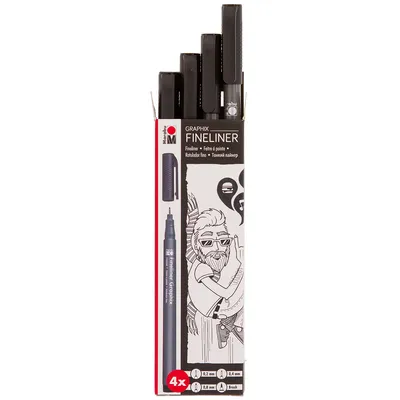 Graphix Fineliner, schwarz, 4 Stifte Image