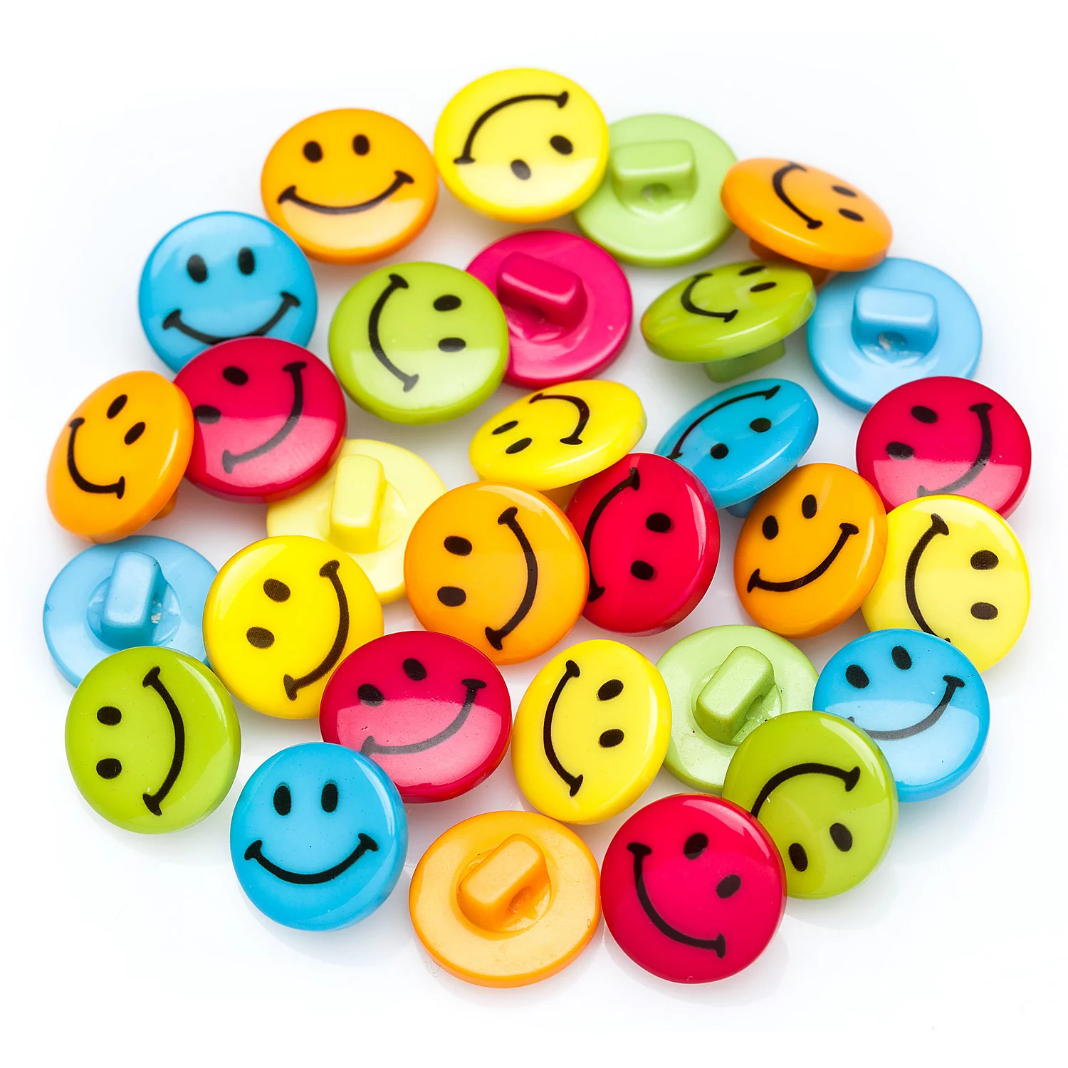 buttinette Knöpfe Lachgesicht, Größe: 15 mm Ø, Inhalt: 30 Stück