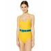 Jessica Simpson Swim | Jessica Simpson Women's Belted One-Piece Swimsuit | Color: Yellow | Size: L