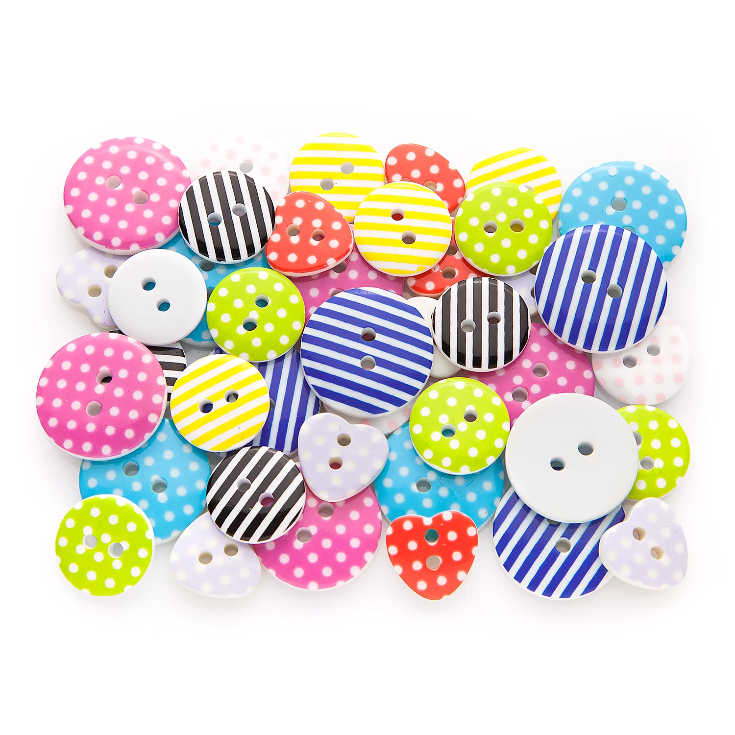 buttinette Kinderknöpfe, gestreift und gepunktet, Inhalt: 60 Stück Image