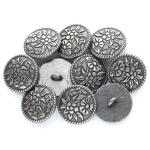buttinette Trachtenknöpfe Edelweiß rund, Größe: 20 x 20 mm, Inhalt: 10 Stück