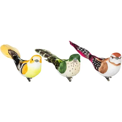 Federvögel mit Klammer, 11 cm, 3 Stück Image